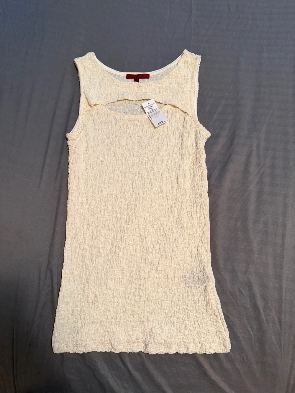 Textured Cream Sleeveless Tank Top